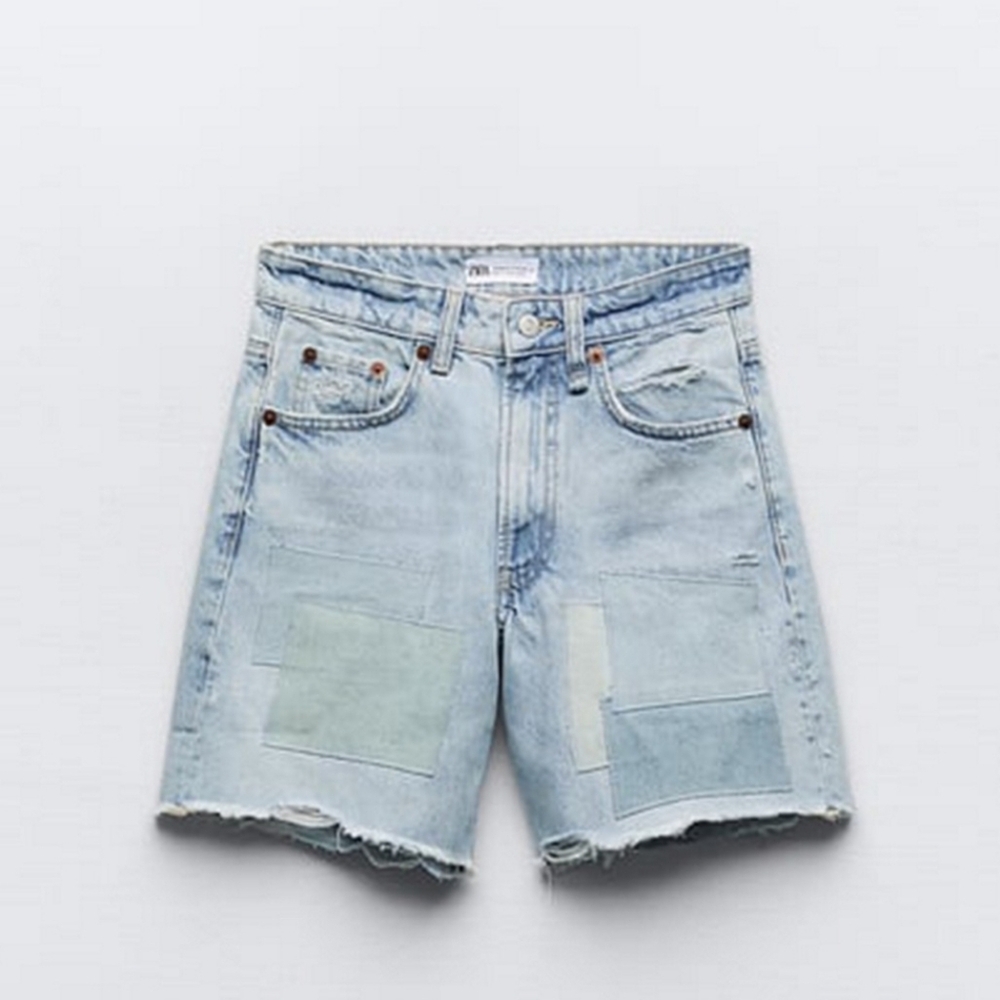 Zara Loose Fit Bermuda Denim Shorts